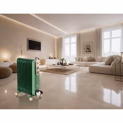 Ariete Linea Vintage 8252 Radiatore a olio Vintage, 11 elementi riscaldanti, 2500W, 3 livelli di potenza, Maniglia e ruote per facile trasporto, Verde - Vista aggiuntiva 4
