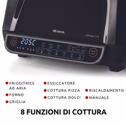 Ariete 4635 Air Fryer Grill, Friggitrice ad aria e Griglia, Bistecchiera,1700W, Capacità 8L, Friggi e Griglia, 8 funzioni di cottura, Timer, Nero - Vista aggiuntiva 4