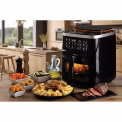 Ariete 4636 Friggitrice ad aria con funzione vapore+ Grill, 1700W, Funzione essiccazione, 10 funzioni di cottura, Cestello trasparente, Timer, Luce interna, Nero - Vista aggiuntiva 6