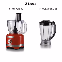 Ariete 1782 Gourmet Pro Moderna, Robot da cucina, Tritatutto 3L, Frullatore 2L, 2 velocità + Pulse, Set di lame + Disco in acciaio inox, Accessorio spremiagrumi, Rosso