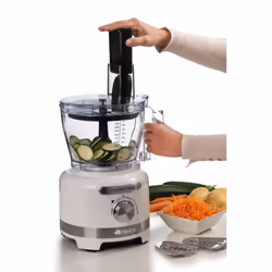 Ariete 1782 Gourmet Pro Moderna, Robot da cucina, Tritatutto 3L, Frullatore 2L, 2 velocità + Pulse, Set di lame + Disco in acciaio inox, Accessorio spremiagrumi, Bianco