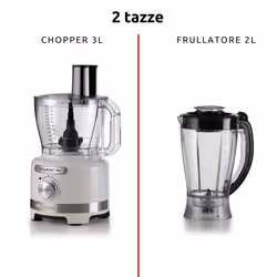 Ariete 1782 Gourmet Pro Moderna, Robot da cucina, Tritatutto 3L, Frullatore 2L, 2 velocità + Pulse, Set di lame + Disco in acciaio inox, Accessorio spremiagrumi, Bianco - Vista aggiuntiva 4