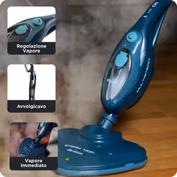 Ariete 4164 Steam mop 10 in 1, Scopa lavapavimenti a vapore, Uccide 99,9% di germi e batteri, Kit accessori, Autonomia illimitata, 1500 Watt, Blu - Vista aggiuntiva 4