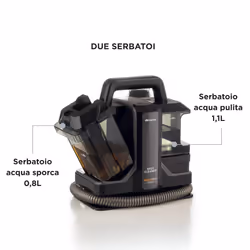 Ariete 2482 Spot Cleaner Heat Pro 750W, Pulitore per tappeti e tappezzerie,Lavatappeti, 750W, 2 serbatoi, Nero - Vista aggiuntiva 4