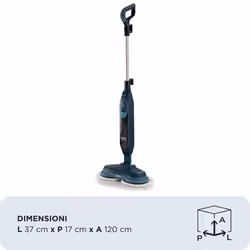Ariete 4178 Dual Scrub Steam, Scopa a vapore con panni rotanti, 1200W, Serbatoio 400cc, 2 velocità, 4 panni, Blu - Vista aggiuntiva 2