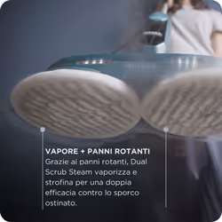 Ariete 4178 Dual Scrub Steam, Scopa a vapore con panni rotanti, 1200W, Serbatoio 400cc, 2 velocità, 4 panni, Blu - Vista aggiuntiva 4