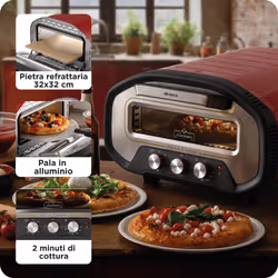 Ariete 3901 Da Gennaro, Forno per pizza, 2200W, Temperatura 430°C, 2 minuti di cottura, Pietra refrattaria, Rosso - Vista aggiuntiva 3