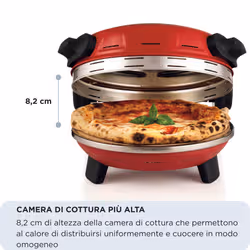 Ariete 934 Pizzeria Gourmet, Forno per pizza napoletana e calzoni, 1500W, Temperatura 400°C, 3 minuti di cottura, Pietra refrattaria rimovibile, Regolazione temperatura inferiore e superiore, Rosso - Vista aggiuntiva 2