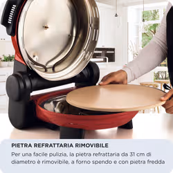 Ariete 934 Pizzeria Gourmet, Forno per pizza napoletana e calzoni, 1500W, Temperatura 400°C, 3 minuti di cottura, Pietra refrattaria rimovibile, Regolazione temperatura inferiore e superiore, Rosso - Vista aggiuntiva 3