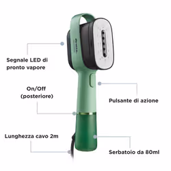 Ariete 4301 Steam Style, Ferro da stiro verticale, 1200W, Colpo vapore 20g/min, Vapore in 30 secondi, Capacità 80ml, Mint - Vista aggiuntiva 8