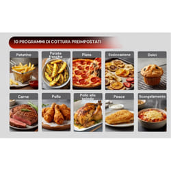 Ariete 4641 Air Fryer Oven + Grill, Friggitrice ad aria e Forno, 1800W, Capacità 12L, pannello digital touch, 10 programmi pre impostati, Cottura su 3 livelli, Girarrosto, Cestello Rotante, Essiccazione, Con vetro e luce interna