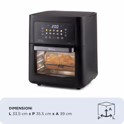 Ariete 4641 Air Fryer Oven + Grill, Friggitrice ad aria e Forno, 1800W, Capacità 12L, pannello digital touch, 10 programmi pre impostati, Cottura su 3 livelli, Girarrosto, Cestello Rotante, Essiccazione, Con vetro e luce interna - Vista aggiuntiva 2