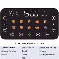 Ariete 4641 Air Fryer Oven + Grill, Friggitrice ad aria e Forno, 1800W, Capacità 12L, pannello digital touch, 10 programmi pre impostati, Cottura su 3 livelli, Girarrosto, Cestello Rotante, Essiccazione, Con vetro e luce interna - Vista aggiuntiva 3