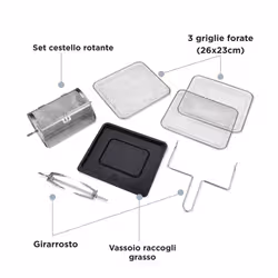 Ariete 4641 Air Fryer Oven + Grill, Friggitrice ad aria e Forno, 1800W, Capacità 12L, pannello digital touch, 10 programmi pre impostati, Cottura su 3 livelli, Girarrosto, Cestello Rotante, Essiccazione, Con vetro e luce interna - Vista aggiuntiva 5