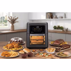Ariete 4641 Air Fryer Oven + Grill, Friggitrice ad aria e Forno, 1800W, Capacità 12L, pannello digital touch, 10 programmi pre impostati, Cottura su 3 livelli, Girarrosto, Cestello Rotante, Essiccazione, Con vetro e luce interna - Vista aggiuntiva 6