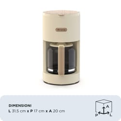 Ariete 1394 Macchina per Caffè con Filtro Breakfast Wood, Macchina Caffè Americano, 12 Tazze, Dettagli Effetto Legno, Piastra Riscaldante Antiaderente, Beige