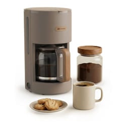 Ariete 1394 Macchina per Caffè con Filtro Breakfast Wood, Macchina Caffè Americano, 12 Tazze, Dettagli Effetto Legno, Piastra Riscaldante Antiaderente, Tortora
