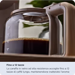Ariete 1394 Macchina per Caffè con Filtro Breakfast Wood, Macchina Caffè Americano, 12 Tazze, Dettagli Effetto Legno, Piastra Riscaldante Antiaderente, Tortora - Vista aggiuntiva 3