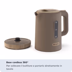 Ariete 2846 Bollitore Breakfast Wood, Bollitore Elettrico Cucina, 2200W, Capacità 1.7L, Effetto Legno, Base Cordless 360°, Spegnimento Automatico, Tortora - Vista aggiuntiva 2