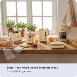 Ariete 1971 Tostiera Breakfast Wood, Griglia Elettrica Panini, 750W, Effetto Legno, Piastra Antiaderente Grill 23x13cm, Riponimento Verticale, Beige - Vista aggiuntiva 3