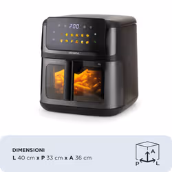 Ariete 4642 Air Fryer e Grill 10L Digital, 2100W, Doppia resistenza superiore e inferiore, Capacità XXXL 10L, 14 programmi di cottura, Pannello touch, Avvio ritardato, Timer, Finestra trasparente, fino a 200°C, Black - Vista aggiuntiva 4