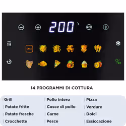 Ariete 4642 Air Fryer e Grill 10L Digital, 2100W, Doppia resistenza superiore e inferiore, Capacità XXXL 10L, 14 programmi di cottura, Pannello touch, Avvio ritardato, Timer, Finestra trasparente, fino a 200°C, Black - Vista aggiuntiva 5