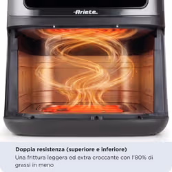 Ariete 4642 Air Fryer e Grill 10L Digital, 2100W, Doppia resistenza superiore e inferiore, Capacità XXXL 10L, 14 programmi di cottura, Pannello touch, Avvio ritardato, Timer, Finestra trasparente, fino a 200°C, Black - Vista aggiuntiva 6