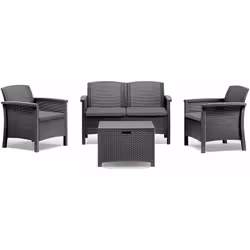 Realizzato interamente in polipropilene ad effetto rattan, resistente agli agenti atmosferici e raggi UV. Dal design moderno  ...
