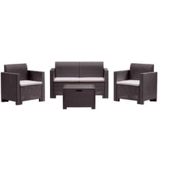 Set salotto da giardino Bica Nebraska 2 marrone per 4 persone, in polipropilene effetto rattan, con cuscini