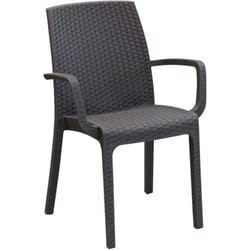 Sedia poltrona impilabile da esterno bar e ristoranti in wicker intrecciato con braccioli Usa - Maroon