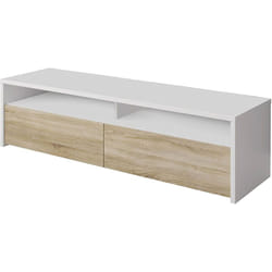Bica - Mobile porta tv Henderson, Supporto tv, Buffet moderno basso da salotto, Credenza per televisione da soggiorno con 2 ante, 130x40h36 cm,
