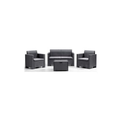 Set salotto da esterno 4 posti BICA Nebraska 2 antracite con divano, 2 poltrone e tavolino contenitore