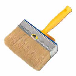 con manico in plastica giallo - ghiera nichelata e assicella in plastica - realizzato con una miscela di setola bionda e fibr ...