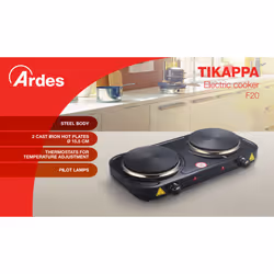 Ardes AR1F20 piano cottura Nero Superficie piana Piastra sigillata 2 Fornello(i)