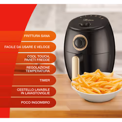 Ardes Eldorada Mini Singolo 2 L Indipendente 1000 W Friggitrice ad aria calda Nero - Vista aggiuntiva 4