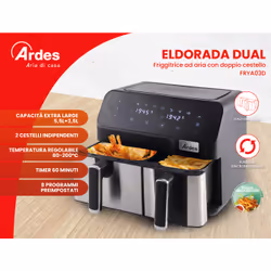 Ardes ARFRYA03D friggitrice Doppia 9 L Indipendente Friggitrice ad aria calda Nero, Acciaio inox - Vista aggiuntiva 6