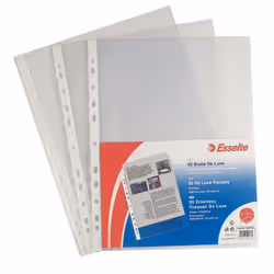 Esselte Buste perforate DELUXE - PPL antiriflesso 30% Ricicl. - f.to 22 x 30 cm - conf.50 pz