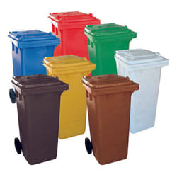 Mobil Plastic - Bidone quadro nettezza urbana con ruote lt.120 - cm.48x57x95h. - bianco