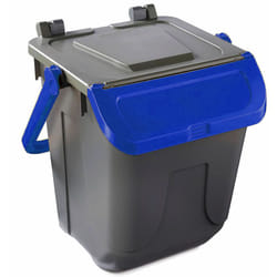 Mobil Plastic - Bidone per raccolta differenziata grigio con sportello basculante blu 25 lt