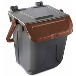 Mobil Plastic - Bidone per raccolta differenziata grigio con sportello basculante marrone 25 lt
