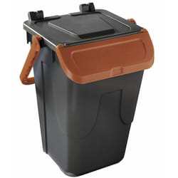 Mobil Plastic - Bidone per raccolta differenziata grigio con sportello basculante marrone 35 lt