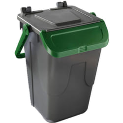 Mobil Plastic - Bidone per raccolta differenziata grigio con sportello basculante verde 35 lt