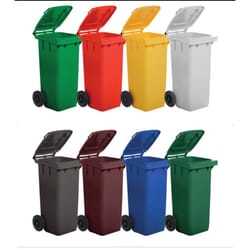 Mobil Plastic - Secchio Pattumiera con Ruote 240 lt ferliving - Bianco