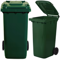 in materiale plastico. Carrellata. Capacit 240 l Dimensioni cm 72x58x106h Colore verde