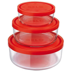 Fraschetti - contenitore tondo in vetro set 'gelo box' coperchio plastica rossa bormioli