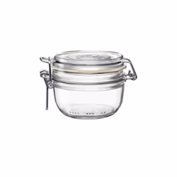 VASO FIDO TERRINA Vaso ermetico con scrocchetto metallico, guarnizione in gomma e logo Fido. Vetro spesso, resistente ed inat ...