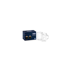 Delonghi - De'longhi DLSC320 Set di lunghi bicchieri di caffè americani, tazza di vetro borosilicato resistente, comodo da tenere, lavabile