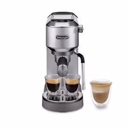 De’Longhi Dedica Duo EC890.M, Macchina per espresso, 1,1 L, Cialde caffè, Caffè macinato, 1450 W, Argento