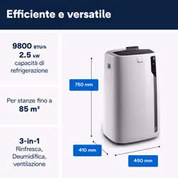 De’Longhi PAC EL92 condizionatore portatile 62 dB 780 W Acciaio inox