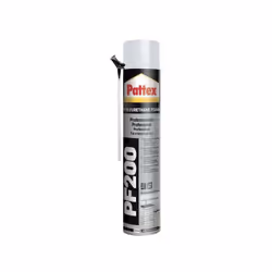 pattex pu foam pf 200 750ml schiuma poliuretanica monocomponente. tempo pelle 6-8 minuti circa*. tempo indurimento 2-4 ore (i ...